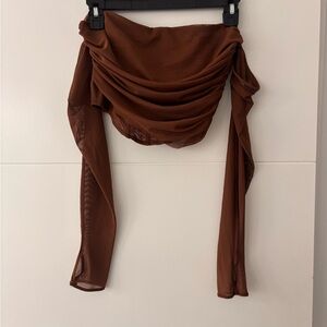 Zara Rust Off-Shoulder Blouse